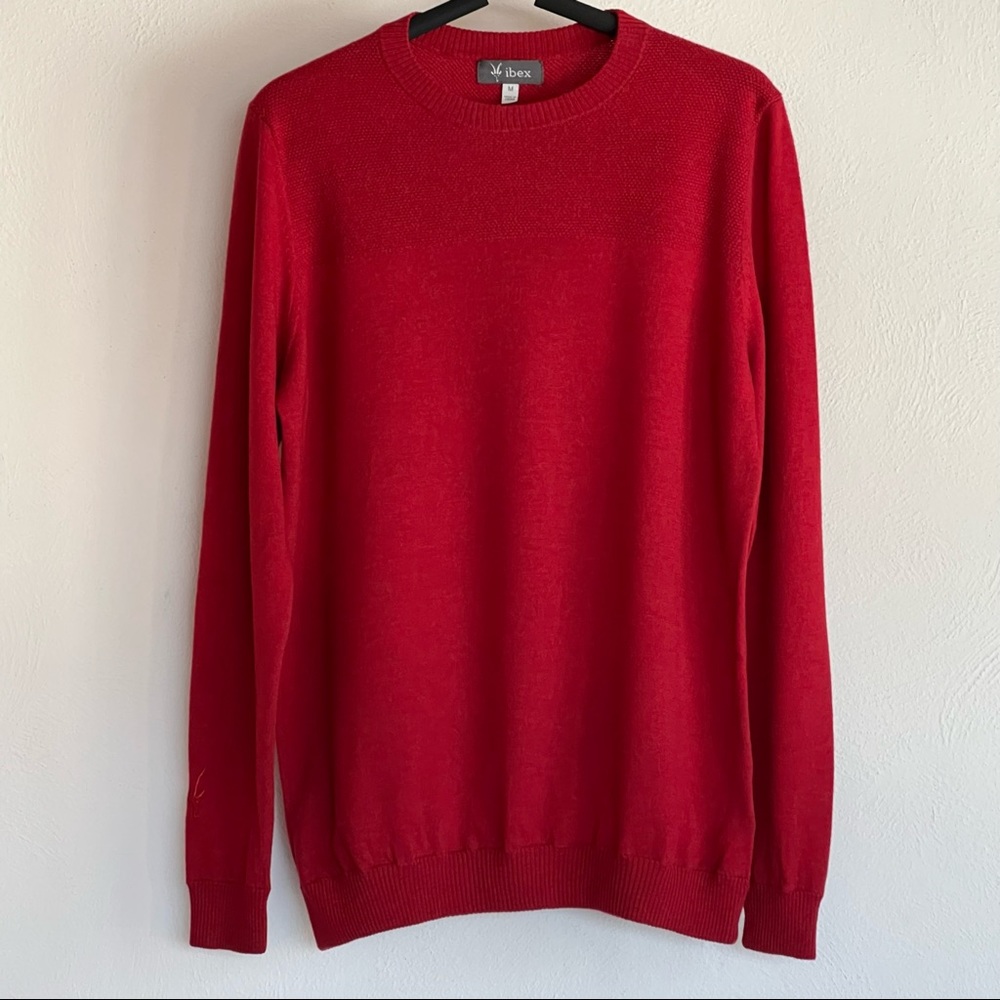 Ibex 100% Fine Gauge Merino Wool Crewneck Carver Long Sleeve Sweater  M